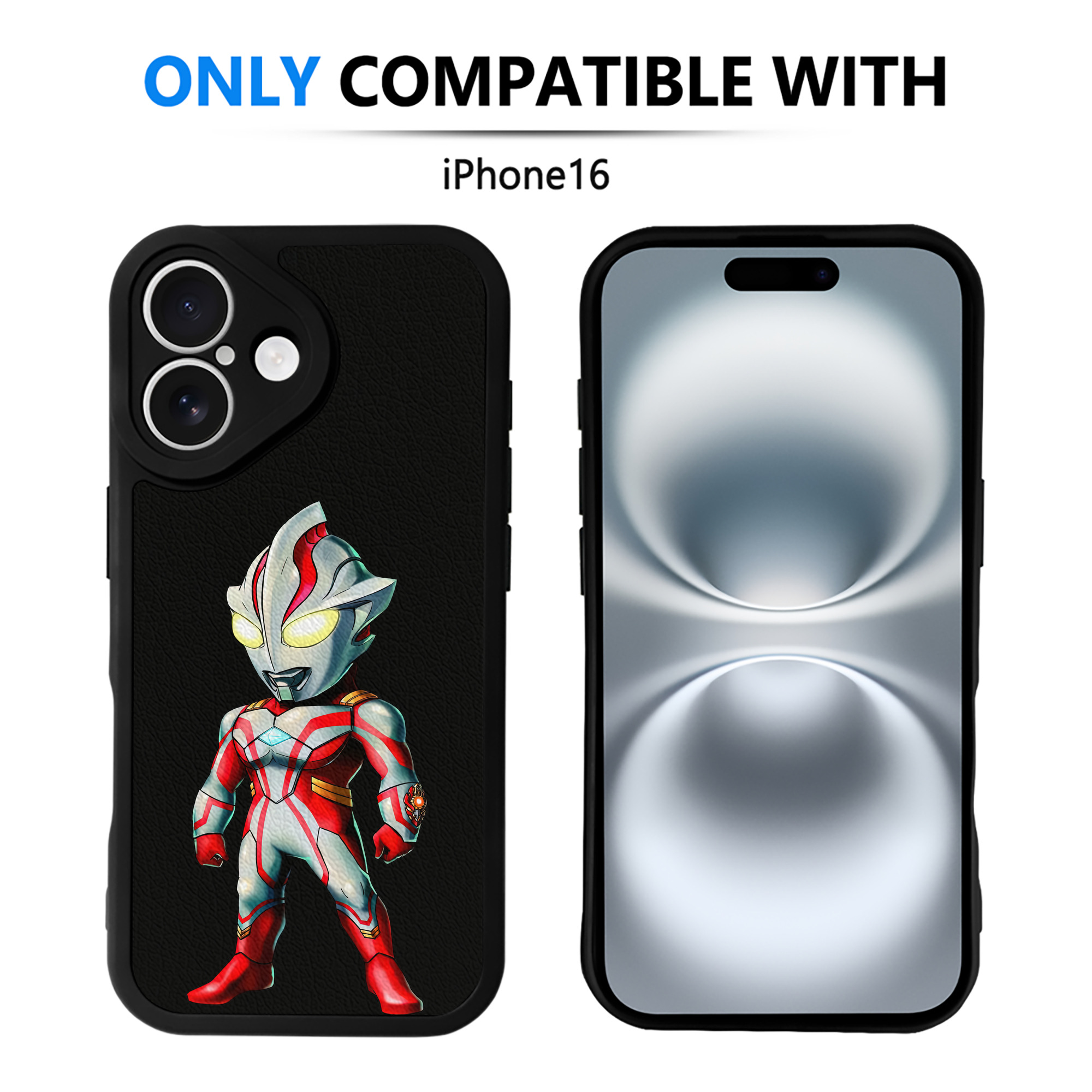 （画像用） ウルトラマン Ultraman 【iPhone 16シリーズ対応】シリコンスマホケース（レザー調） 材質：シリコン